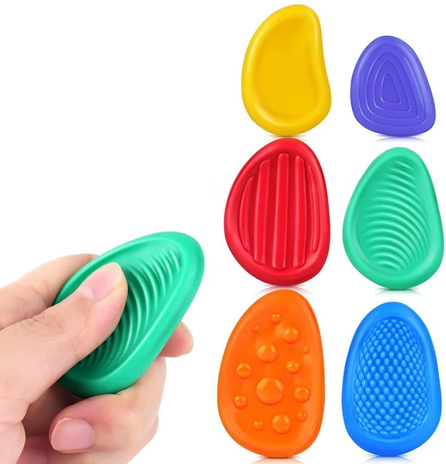 핫 피젯 토이 성인용 감각 실리콘 스톤 6개 세트 자폐아 어린이 진정용 피젯 스트레스 해소 장난감, 01 6pcs
