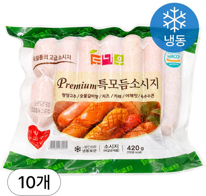 [인생건어물] 탱글한 프리미엄 특 모듬 소시지 420g 종합 야채 치즈 불갈비향 청양고추 카레 옥수수콘 맛 대용량 업소용, 10개