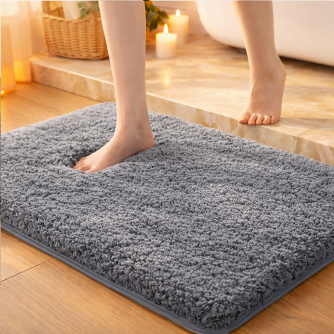 위드메리 물흡수 미끄럼방지 푹신 베이직 화장실 욕실발매트, 그레이