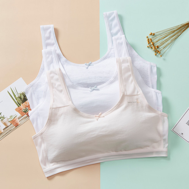 MIZ DAY 주니어 여중생 통풍 메쉬 순면 일체형브라 3P