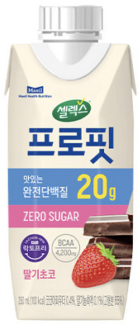 셀렉스 프로핏 완전단백질 드링크 딸기초코맛 250ml 18개