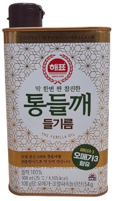 해표 참진한 들기름, 500ml, 3개