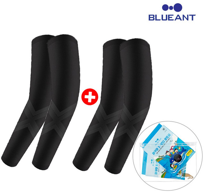 블루안트 아쿠아 X밴더 자외선차단 무봉제 심리스 어린이 쿨토시 1+1 브래드파우치 NEW, 블랙2p+블랙2p, 1세트