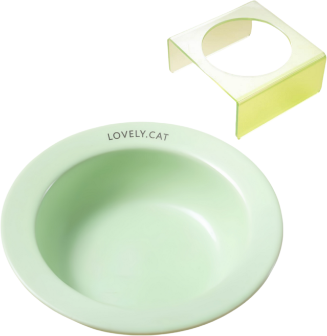 타이디 식기세트 애견식기 아크릴 고양이물그릇+거치(혼합색상 랜덤 발송), 녹색, 1개