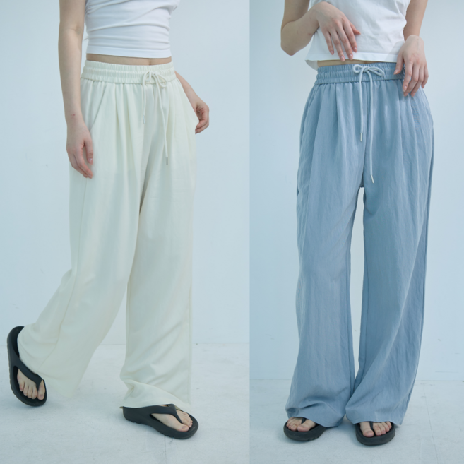 앤드가든 여성용 여름시원한 핀턱 린넨 찰랑한 와이드팬츠 롱기장 빅사이즈