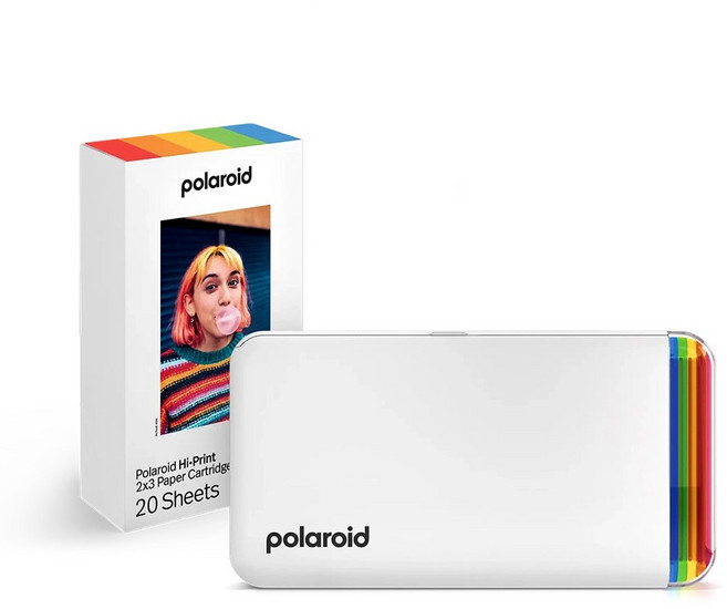 Polaroid 寶麗來 手機相片印相機 超值組 內附20張2x3相片紙, 白色 DH1+DHP, 1個
