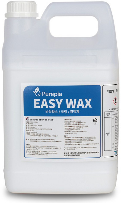 퓨어피아 이지왁스 바닥 왁스 코팅 광택 디럭스타일 데코타일 아스타일 장판 PVC 타일 건물 매장 버스 바닥 시공, 1개, 3.75L