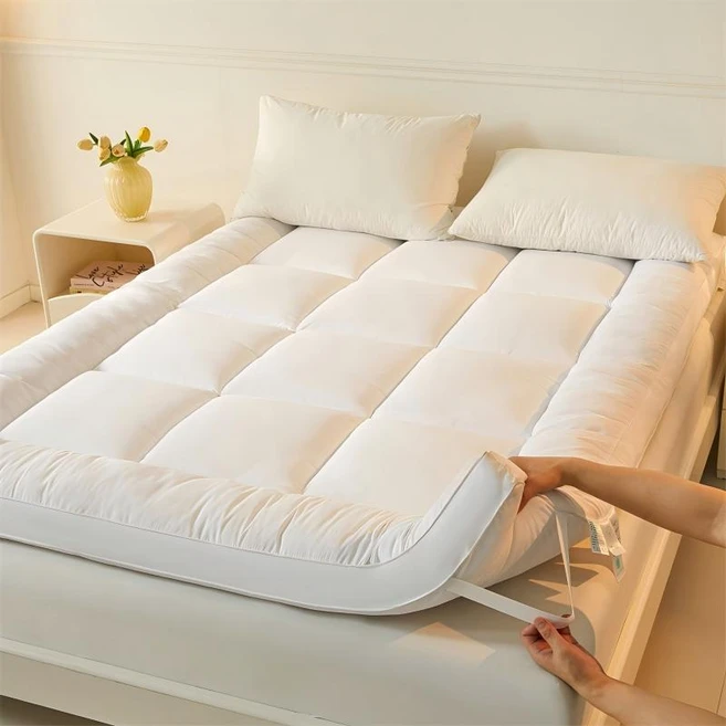 아리엘노 푹신한 사계절 대두섬유 침대 토퍼 매트리스 바닥매트 10cm, 화이트 - 쿠팡