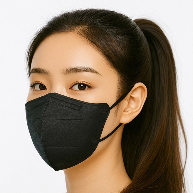 비앤브리즈 새부리형 KF94 마스크 국산 중형 숨쉬기 편한 마스크, 퓨어블랙 중형, 1개, 100매