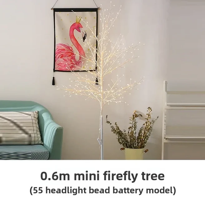 LED 빛나는 나무 반딧불 조명 룸 모리 장식 북유럽 레이아웃 자작 크리스마스 바닥 1.8 미터, 04 Black