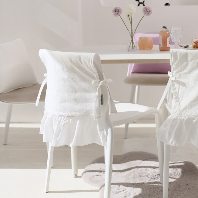 화이트프릴 의자등커버, 단품