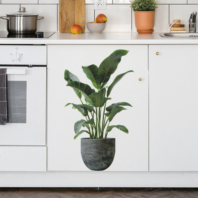 포인트 스티커 벽지 붙이는 셀프 인테리어 거실 안방 주방 리폼, 화분 하나 60*35cm