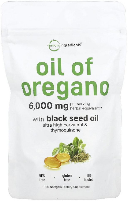 Micro Ingredients 블랙 씨오일 함유 오레가노 오일 소프트젤 300정, 1개