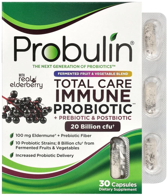 Probulin Total Care Probiotic + Prebiotic & Postbiotic with Real Elderberry 20 Billion CFU 30 C, Probulin, Total Care Probiotic, 1개 - 쿠팡
