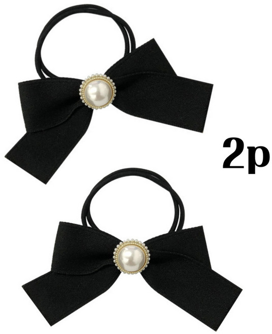 chewping 진주 리본 머리끈 2P
