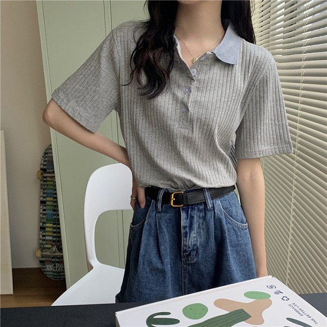 주디앤 여성 리브카라 세미크롭 면 반팔 티셔츠