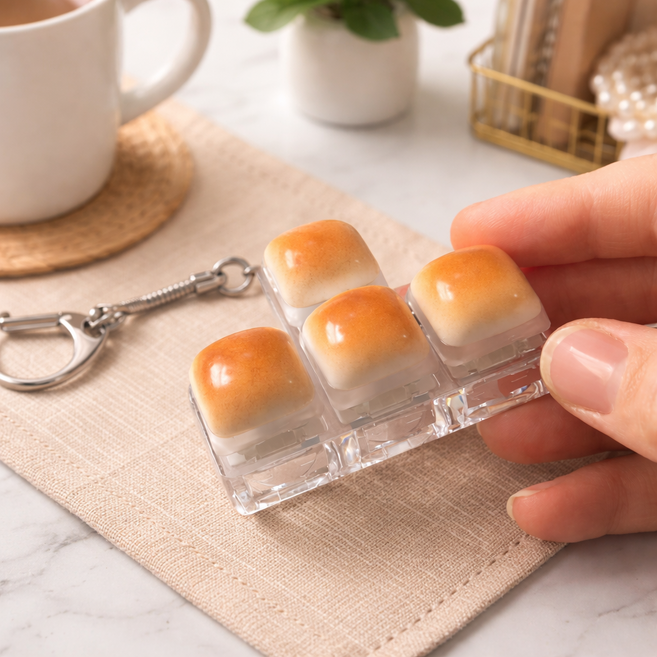 구운식빵 키링 키캡 딸깍이 팝잇 스트레스해소 집중력향상 감성 미니 장난감, 1개, T자형