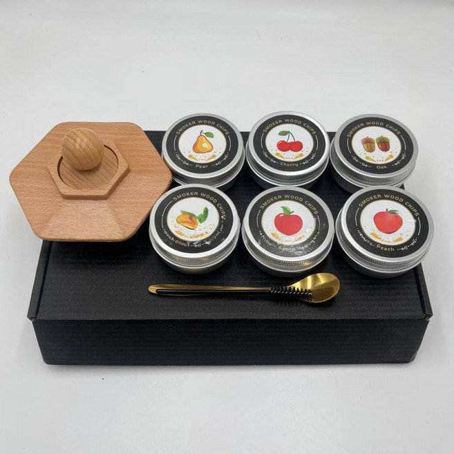 와인액세서리 훈연키트 느티나무 원형 스모커 톱밥 세트, 1개, 청소용 육각 육미 세트