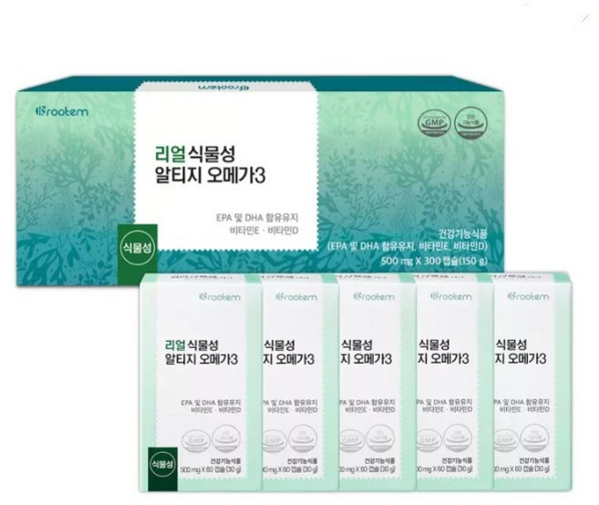 루템리얼식물성알티지오메가3 선물세트 500mgx 60캡슐x5, 60정, 1개