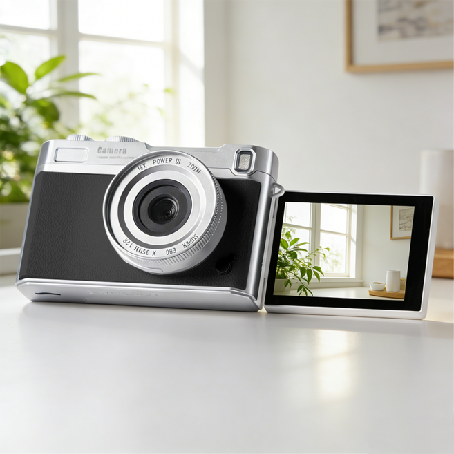 디토 디지털 카메라 Y2k 빈티지 카메라 6400만 16배줌 128G SD카드 포함, 블랙