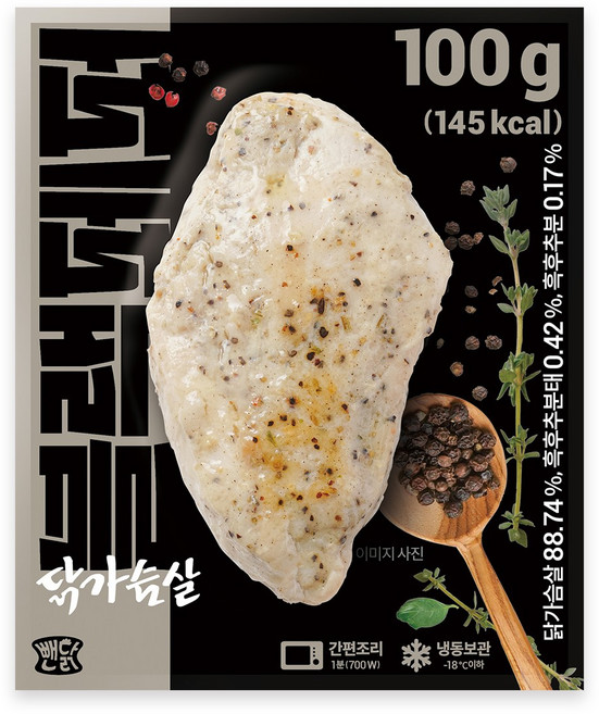 뺀닭 블랙페퍼 닭가슴살, 50개, 100g