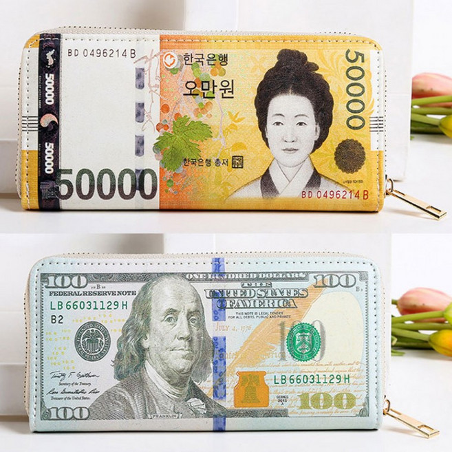 1+1 돈들어오는지갑 용돈 지폐 현금 지갑 슬림 장지갑
