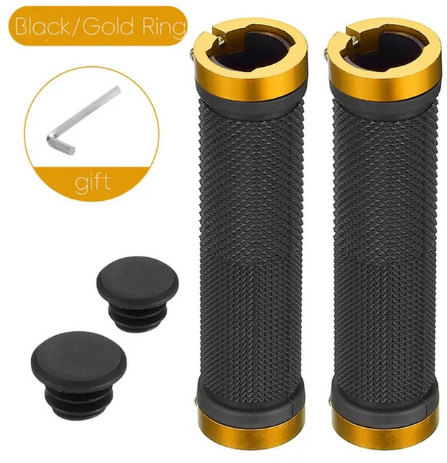 자전거 부품 MOTSUV 자전거 핸들 바 그립 MT 소프트 양면 잠금 커버 플매트 카펫 러그 고무 미끄럼 사이클, 01 Style 3 Gold, 1개