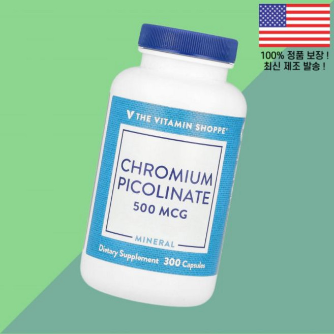 더 더비타민쇼피 크롬 피콜린산염 500mcg 300캡슐 The Vitamin Shoppe Chromium Picolinate 300 Capsules, 300정, 1