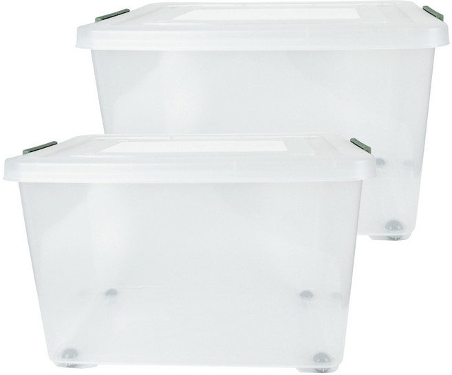 스페이스에디터 투명베이직 특대형 리빙박스 120L, 올리브그린, 2개