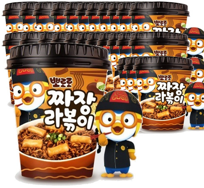 [뽀로로 1박스] 짜장 라볶이 24개입 (165g 10개) 간편한 어린이 간식 [국물], 165g, 24개
