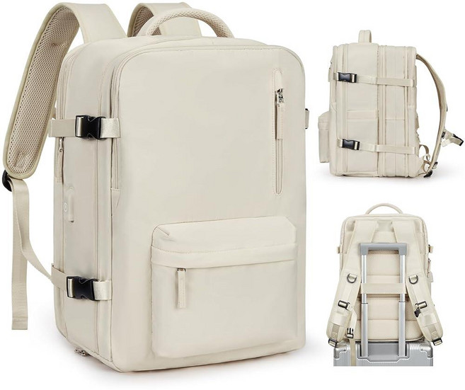 VGCUB 대형 여행 작업 비즈니스 백팩 기내용 승인 노트북 여성용 남성용 Mochila de Viaje 퓨어 핑크. 라지 389579, XXL, 베이지 확장 가능