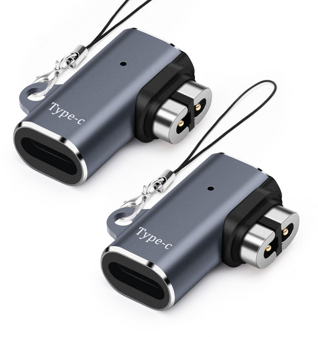 쇼크 헤드폰용 USB C 충전 어댑터 쇼크 에어로펙스 오픈런/프로 오픈런 미니 오픈컴과 호환되는 애프터 쇼크 헤드폰 충전기용 마그네틱 충전 어댑터, 2개, 회색, USB Type C