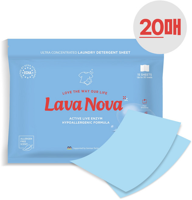 라바노바 고농축 시트형 겸용 세탁세제, 20개입, 20개