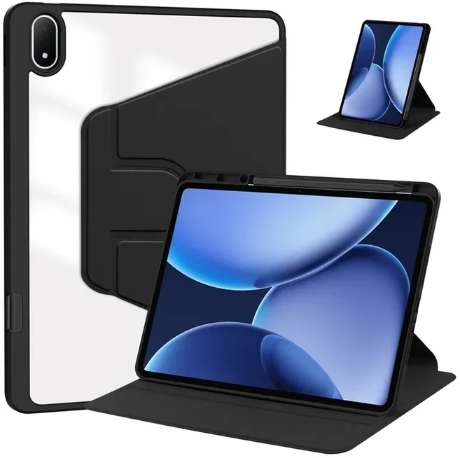 호환360 ° OnePlus Pad 3 케이스 13.2인치 회전형 펜슬 홀더 포함 아크릴 후면 OPPO 4 Pro 태블릿 커버, 01 OPPO Pad4 Pro 13.2, 05 black