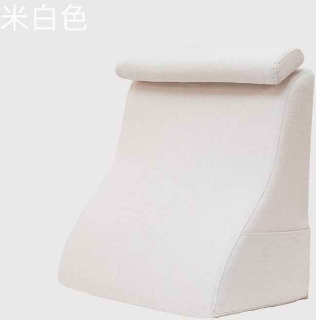 방수 삼각 등받이 쿠션 pu가죽 허리 보호 스폰지 베개, 오프화이트 린넨