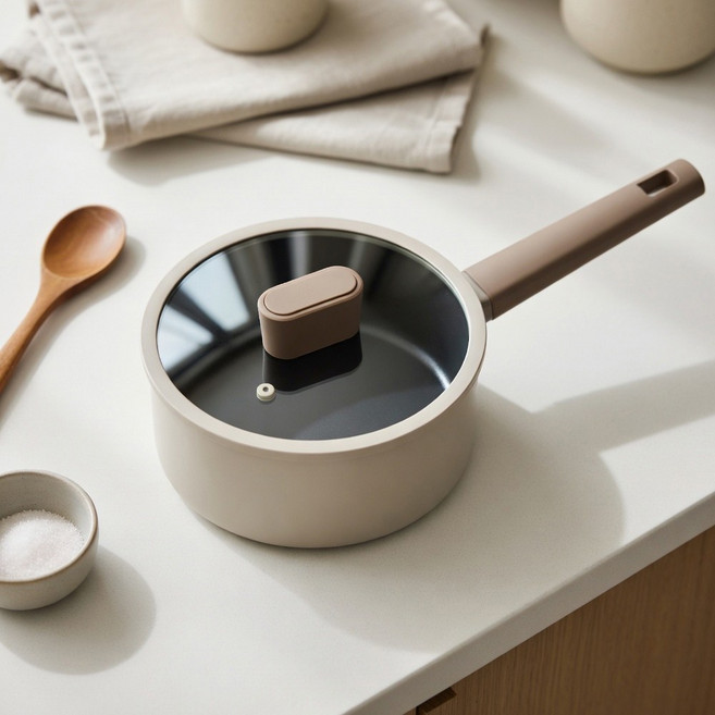 IH 세라믹코팅 냄비 인덕션겸용 실리콘핸들 식기세척기사용, 1개, 편수냄비 18cm, 모노포트