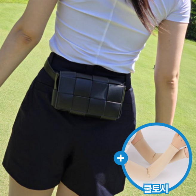 에스크로체 골프파우치 골프힙색 벨트백 볼주머니, 1개, 블랙