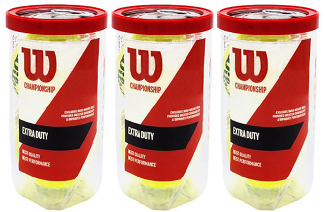 윌슨 챔피언쉽 테니스공 3캔 (6개입) 시합구 캔볼, 옐로우, 3개