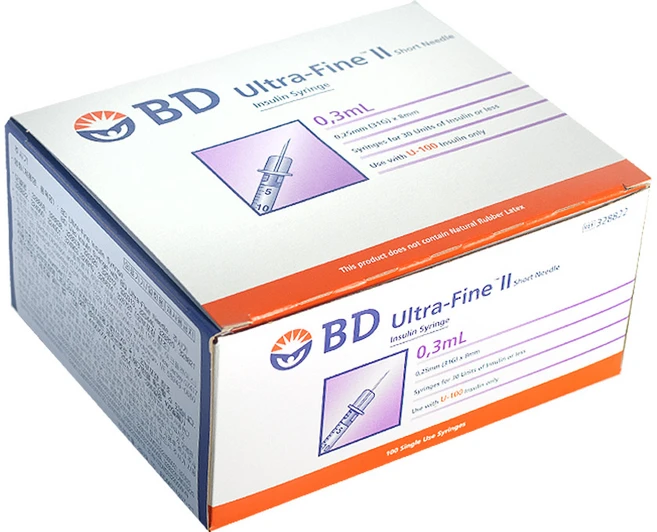 BD 비디 울트라파인2 인슐린주사기 0.3ml 31G 8mm 100개입 - 쿠팡