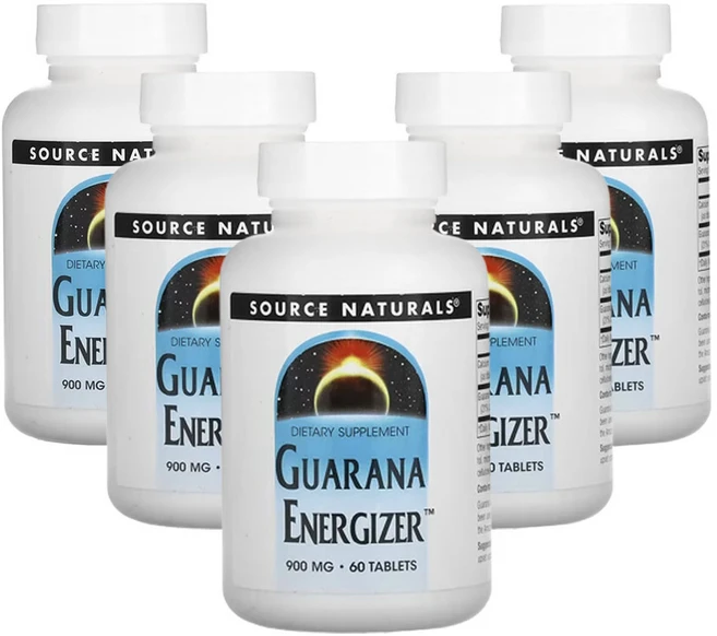 소스네츄럴스 과라나 에너자이저 900mg 60 정, 5팩, 60정 - 쿠팡