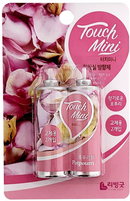리빙굿 터치미니 화장실방향제 (포푸리향 리필2p)교체 화장실방향제 터치미니리필 터치미니 터치방향제 터치필 터치미니방향제 화장실터치방향제, 13ml, 1개, 상세페이지 참조