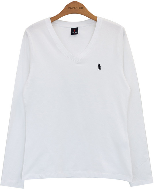 라파클럽 여성 브이넥 슬림핏 스판 긴팔 티셔츠