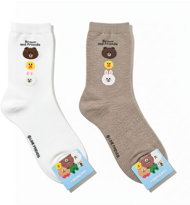 쫀쫀한 품질 국내 생산 정품 라인프렌즈 정품 캐릭터 여성 중목 양말