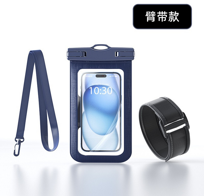 Morter 手機防水袋 IPX8 30米防水 觸控拍照 通用7.2吋 臂帶款, 藏青色, 1個