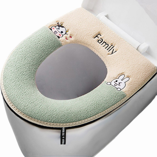 코이노리 빨아쓰는 극세사 변기 시트 커버 고급형, a. 민트+아이보리