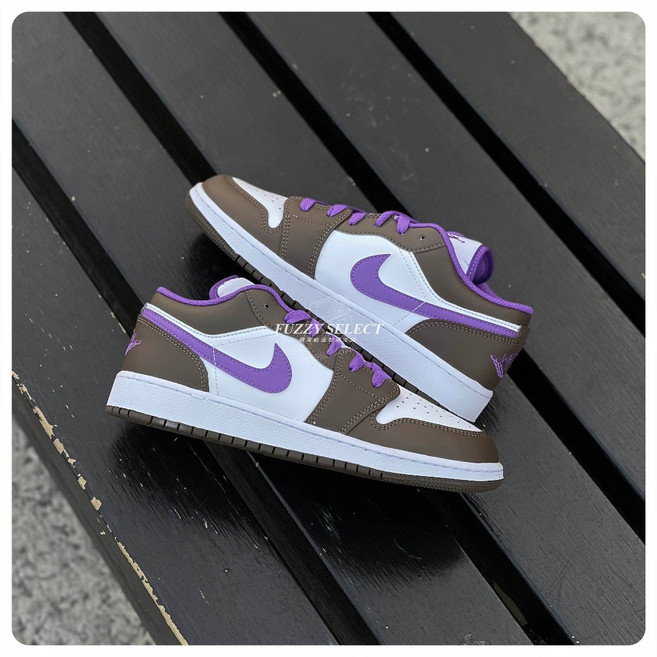 FUZZY Air Jordan 1 Low GS Palomino 咖啡 紫 運動鞋 553560-215, 1個, 下單後請注意商品諮詢訊息