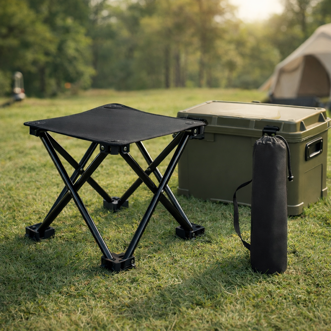 베이직앤드 흔들림 없는 초경량 접이식 캠핑의자, 1개, 블랙