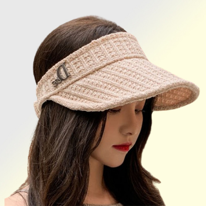 여성 왕골 레터링 햇빛 차단 썬캡 밀짚모자