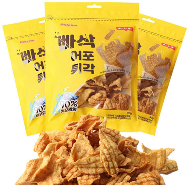 빠삭 튀긴 어각 쥐포 튀김 x3개/어포튀각, 90g, 3개