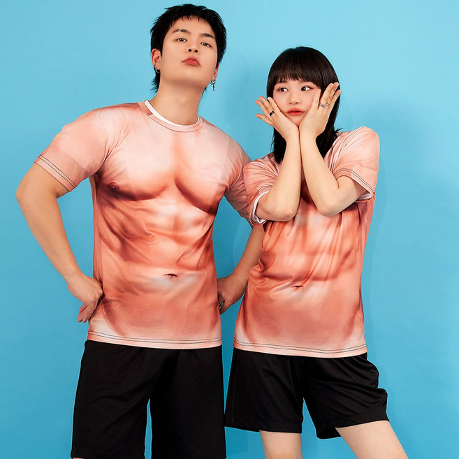 반티시스터즈 웃긴 반티 티셔츠 쓸데없는 선물 재밌는 몸짱 복근 근육티 신축성